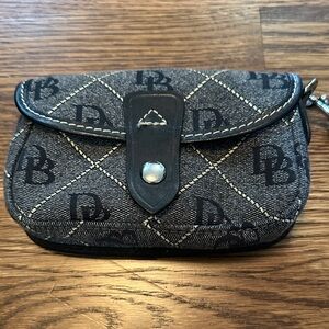 Dooney & Bourke Denim Logo Quilted Wristlet in Gray and Black